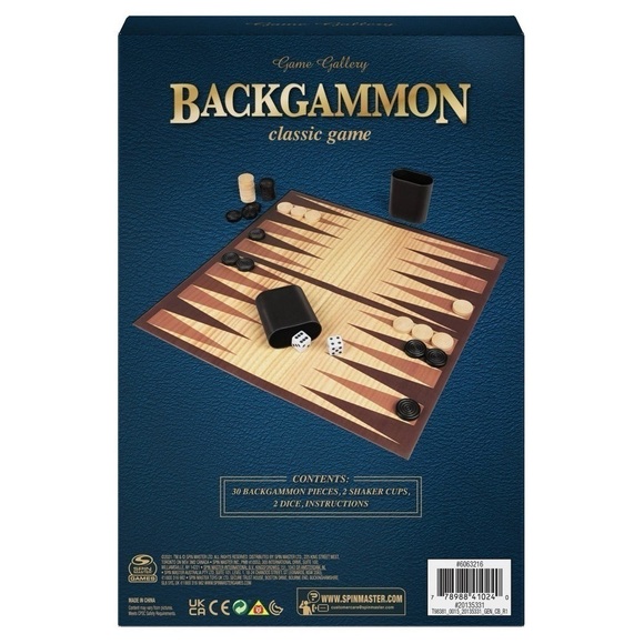 Game Gallery Backgammon Classic Game Spin Master 2021 Brand New Sealed - Picture 6 of 6